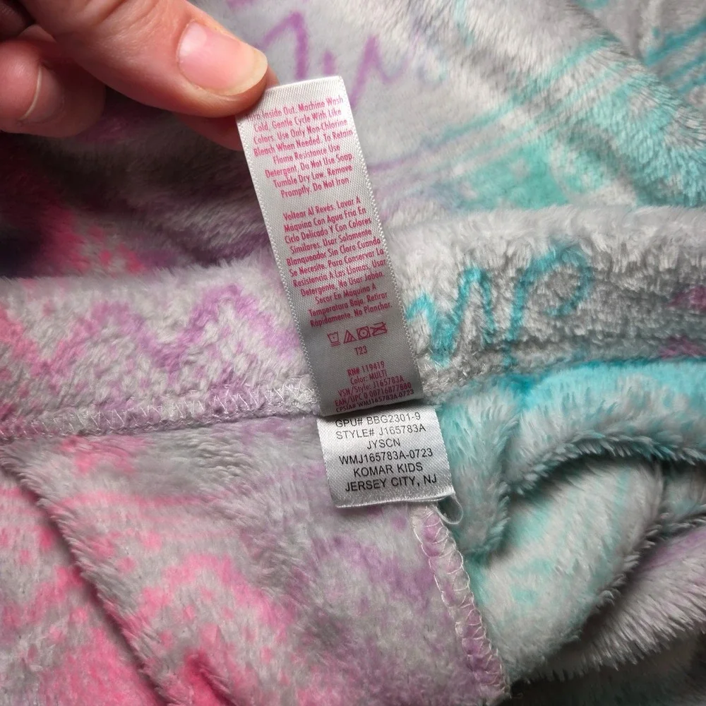 Justice Girls XL Fluffy Pajama Pants Pink Blue Tie Dye‎ Fair Isle J165783A
